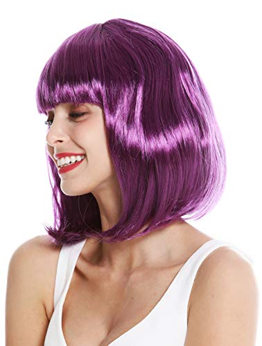 WIG ME UP- 0073-3-ZA54 Peluca Mujer Carnaval al Hombro Bob Largo Pelo Liso Flequillo Lila