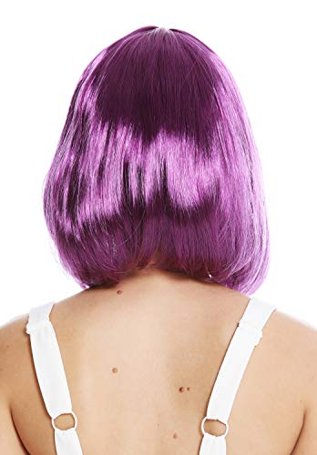 WIG ME UP- 0073-3-ZA54 Peluca Mujer Carnaval al Hombro Bob Largo Pelo Liso Flequillo Lila