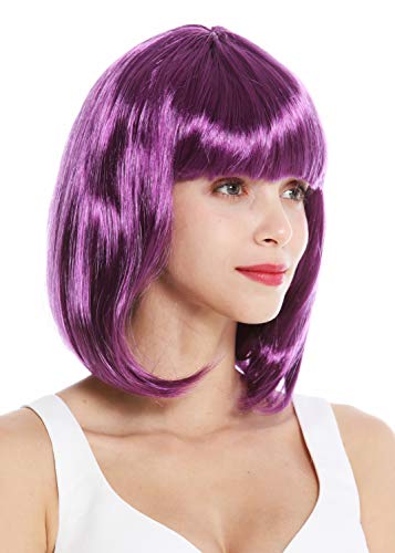 WIG ME UP- 0073-3-ZA54 Peluca Mujer Carnaval al Hombro Bob Largo Pelo Liso Flequillo Lila