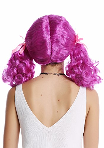 WIG ME UP- 2466-ZA51 Peluca Mujer Carnaval Halloween Color Lila Chica Lolita voluminosas trensas rizadas Raya Medio