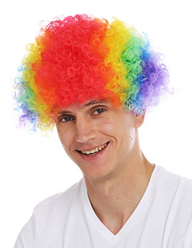 WIG ME UP- MMAM-15M Peluca para Mujeres Hombres Carnaval Payaso Afro Arco Iris Multicolor