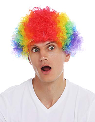 WIG ME UP- MMAM-15M Peluca para Mujeres Hombres Carnaval Payaso Afro Arco Iris Multicolor