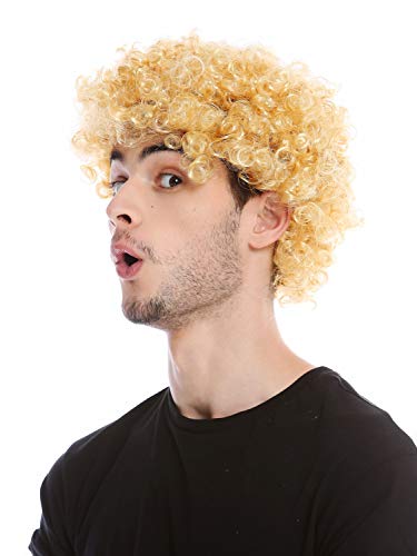 WIG ME UP- PW0186-P03 Peluca Mujeres Hombres Halloween Carnival Tonto rizos Rizado Afro Corto Rubio