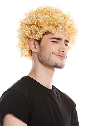 WIG ME UP- PW0186-P03 Peluca Mujeres Hombres Halloween Carnival Tonto rizos Rizado Afro Corto Rubio