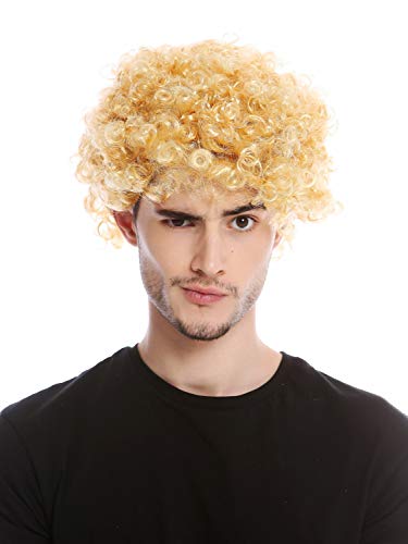 WIG ME UP- PW0186-P03 Peluca Mujeres Hombres Halloween Carnival Tonto rizos Rizado Afro Corto Rubio