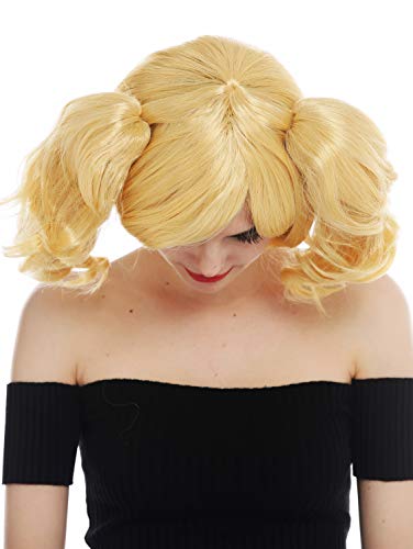 WIG ME UP- SH70102-ZA88C Peluca Carnaval Cosplay Mujeres Girly Lolita gótica Trenzas de Quita y pon hasta los Hombros Color Rubio