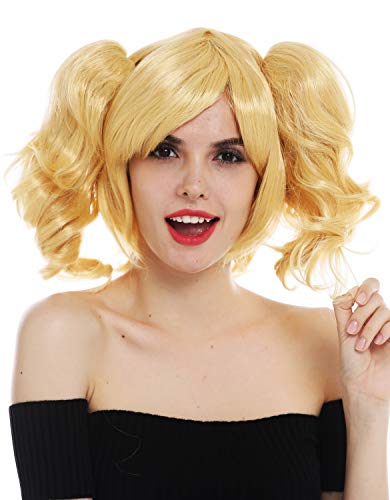 WIG ME UP- SH70102-ZA88C Peluca Carnaval Cosplay Mujeres Girly Lolita gótica Trenzas de Quita y pon hasta los Hombros Color Rubio