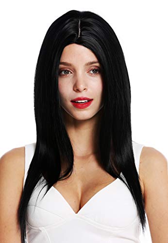 WIG ME UP- VK-34-1 peluca de mujer pelo largo liso raya en medio color negro