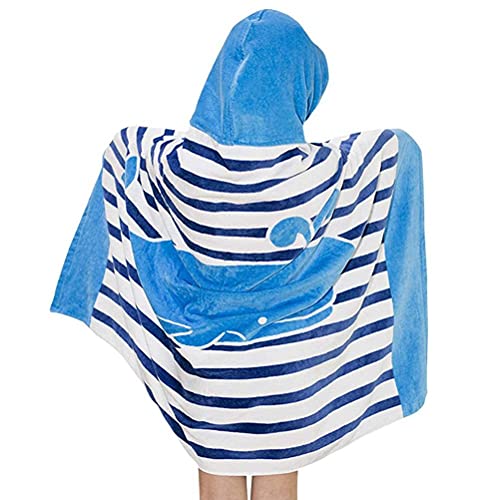 WIIBST Toalla de Playa para niños Poncho de baño de algodón Toalla de bebé para niños Albornoz con Capucha Toalla de baño para bebé con Capucha para Nadar Vacaciones en la Playa