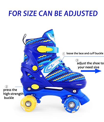 Win-Y Patines Quad, Ajustables estables Roller Skates para niños y niñas Principiantes (Azul, S)