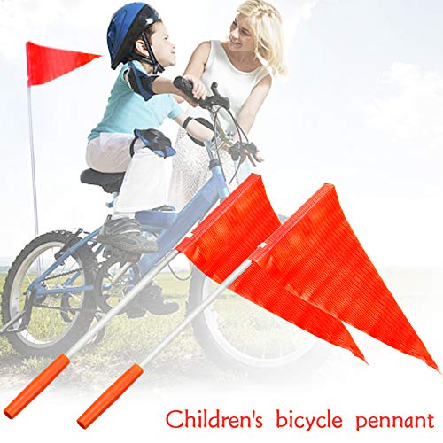 Winfred 2Pcs Bicicleta Banderín, Seguridad Bandera para Bicicleta, Asta de Bandera Triangular para Hacer la Bicicleta Más Visible Naranja Color Distinto Proteción de Niños Niñas