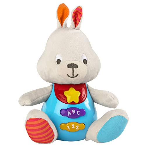 winfun - Peluche Conejo para bebés que habla y luces de colores, Idioma: Español (85179)