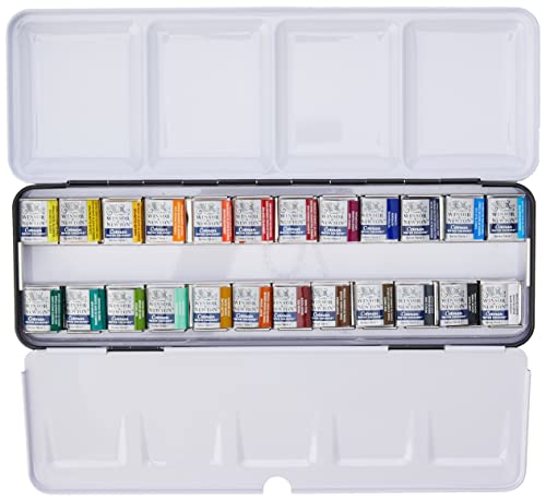 Winsor & Newton acuarela Cotman - Caja de acuarela Sketcher - set de 24 medio godets, colores surtidos