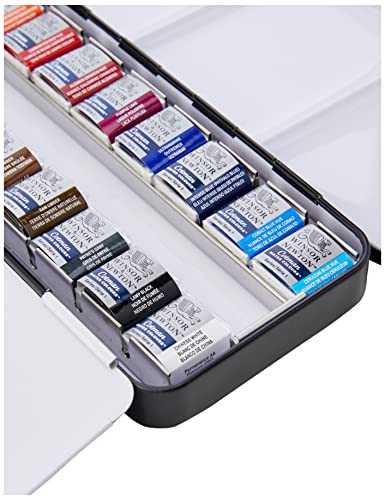 Winsor & Newton acuarela Cotman - Caja de acuarela Sketcher - set de 24 medio godets, colores surtidos