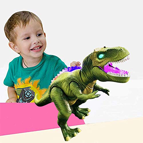 WISHTIME Dinosaurio de Control Remoto ElectricToy Kids RC Animal Toys LED Light Up Dinosaur Walking and Roaring Realista T-Rex Robot Toys For Toddlers Boys Girls