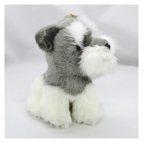 WJCRYPD Lifelike Schnauzer De 7 Pulgadas Schnauzer Toy Peluche Suave Y Lindo Ojos Grandes Perro Real Puppy Puppy Peluche Animal Toy Regalo Peluche muñeca Qf Shop