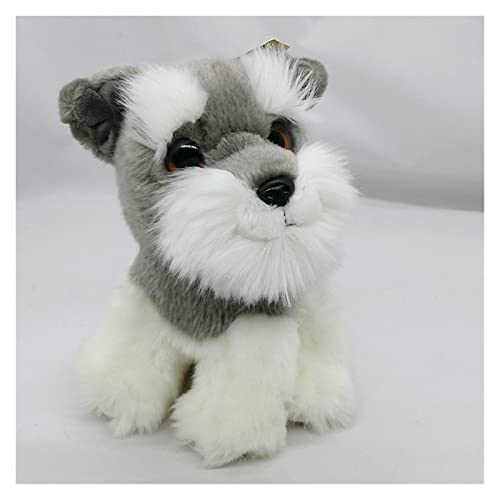 WJCRYPD Lifelike Schnauzer De 7 Pulgadas Schnauzer Toy Peluche Suave Y Lindo Ojos Grandes Perro Real Puppy Puppy Peluche Animal Toy Regalo Peluche muñeca Qf Shop