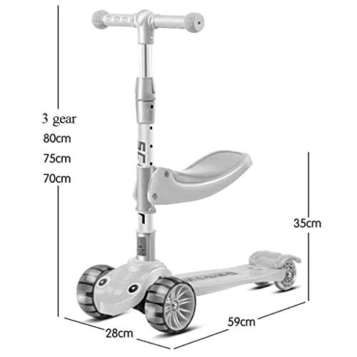 WJJ Patinetes para Niños Niños Scooter Tabla de flotación Triciclo 3en1 3 etapas Ajustable 1-12 años de Edad, Regalo Brillante Ruedas for los niños Lactantes (Color : Red)