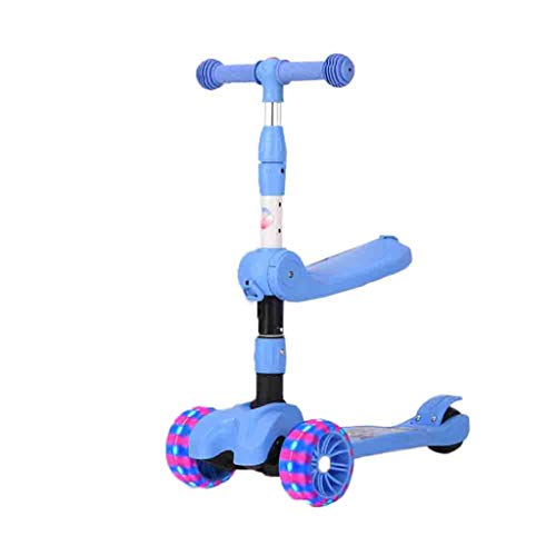 WJJ Patinetes para Niños Niños Scooter Tabla de flotación Triciclo 3en1 3 etapas Ajustable 2-8 años de Edad, Regalo Brillante Ruedas for los niños Lactantes (Color : Blue)