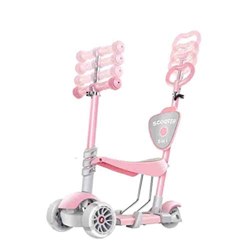 WJJ Patinetes para Niños Niños Scooter Tabla de flotación Triciclo 3en1 4 etapas Ajustable de 1-8 años de Edad, Regalo Brillante Ruedas for los niños Lactantes (Color : Pink)