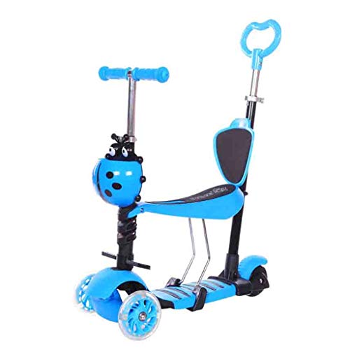 WJJ Patinetes para Niños Niños Scooter Tabla de flotación Triciclo 3en1 4 etapas Ajustable de 1-9 años de Edad, Regalo Brillante Ruedas for los niños Lactantes (Color : Blue)