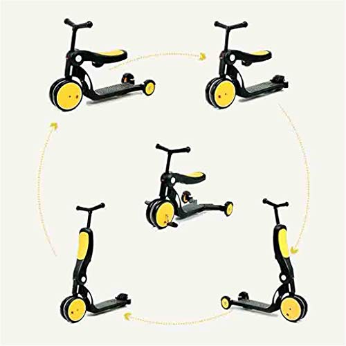 WJJ Patinetes para Niños Niños Scooter Tabla de flotación Triciclo 5en1 3 etapas Ajustable 1-6 años de Edad, Regalo Brillante Ruedas for los niños Lactantes (Color : Yellow)