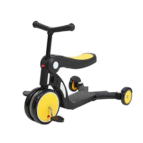 WJJ Patinetes para Niños Niños Scooter Tabla de flotación Triciclo 5en1 3 etapas Ajustable 1-6 años de Edad, Regalo Brillante Ruedas for los niños Lactantes (Color : Yellow)