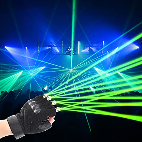 WLZJ Guantes Verdes 5 Finger Luz Bailando Guantes De Palma De Palmeras para DJ Club/Fiesta/Bares Etapa De La Etapa Props De Rendimiento De Luz,Right Hand