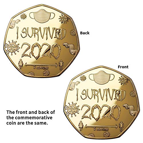 Woffoly I Survived 2020" Moneda Conmemorativa, 2 Unids Plata de Oro Moneda de Moneda Mements Signos Token, Artesanía Regalos de Recuerdos para Amigos Coleccionistas Familiares