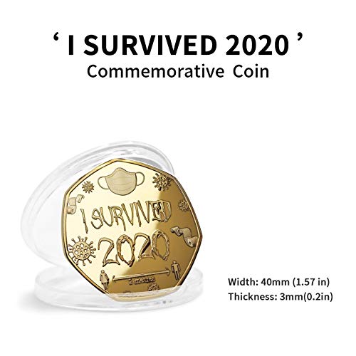 Woffoly I Survived 2020" Moneda Conmemorativa, 2 Unids Plata de Oro Moneda de Moneda Mements Signos Token, Artesanía Regalos de Recuerdos para Amigos Coleccionistas Familiares