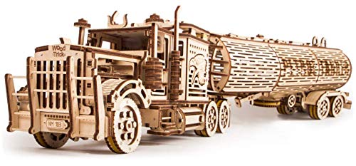 Wood Trick Fuel Tank Trailer Addition for Big Rig Truck, Petrol Trailer for Semi Truck - 3D Wooden Puzzle, Eco Wooden Toys, Best DIY Toy - Stem Toys for Boys and Girls