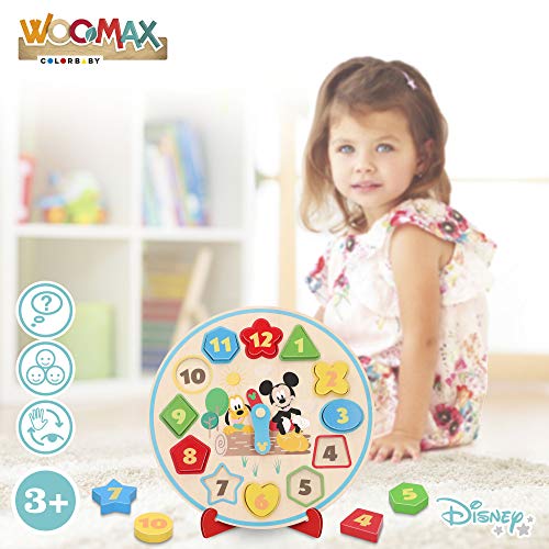 WOOMAX - Reloj aprender la hora Formas encajables Reloj niños 3 años - Mi primer reloj Montessori para todos niños niñas Puzzle infantil niños - Juguetes educativos