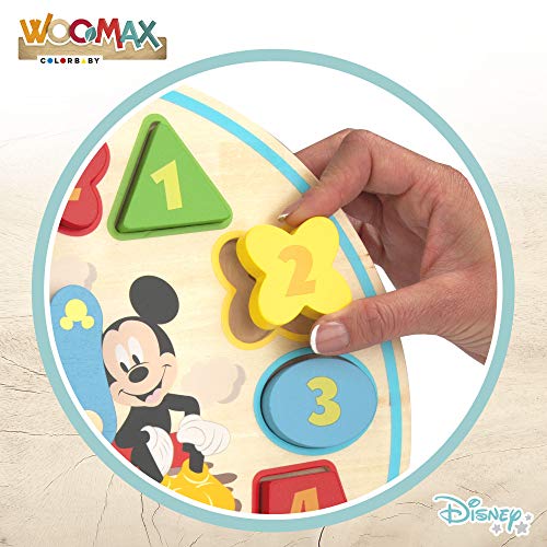 WOOMAX - Reloj aprender la hora Formas encajables Reloj niños 3 años - Mi primer reloj Montessori para todos niños niñas Puzzle infantil niños - Juguetes educativos