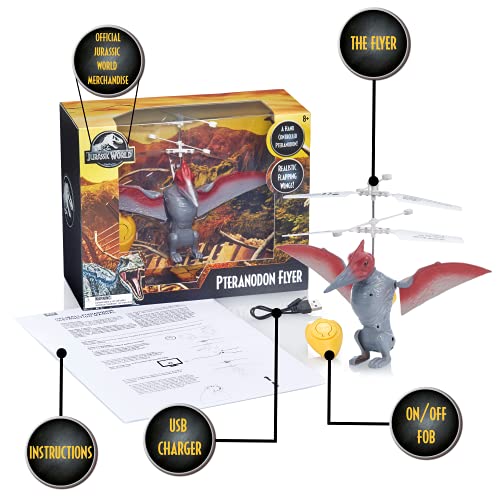 WOW! STUFF Jurassic World Toys Pteranodon Dinosaur Flyer | Dinosaurio Volador controlado por Tus Manos | Juguetes Oficiales del Mundo jurásico y Campamento Cretácico