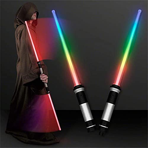 WOZWZ 2pc Star Wars Lightsaber Toy Cosplay 7 Colores Ajustables Y Espada Plegable Juguete para Niños Halloween Lightsaber Decorativo Multicolor con Efectos De Sonido Toy Light Sabres, Double Branch