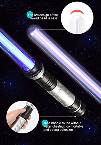 WOZWZ 2pc Star Wars Lightsaber Toy Cosplay 7 Colores Ajustables Y Espada Plegable Juguete para Niños Halloween Lightsaber Decorativo Multicolor con Efectos De Sonido Toy Light Sabres, Double Branch