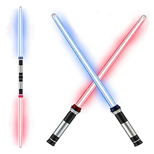 WOZWZ 2pc Star Wars Lightsaber Toy Cosplay 7 Colores Ajustables Y Espada Plegable Juguete para Niños Halloween Lightsaber Decorativo Multicolor con Efectos De Sonido Toy Light Sabres, Double Branch