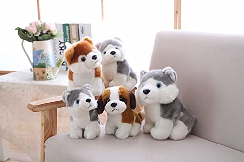 WPYLY 18/23/28 cm Lindo Perro de simulación de Peluche de Juguete para niños muñecas Husky Akita San Bernardo Peluches de Peluche para niños 28 cm A