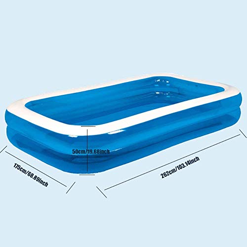 WSN Piscina Inflable, Infantil de la Piscina Grueso y Resistente al Desgaste, Rectangular Piscina para Adultos y niños. Azul,305cm