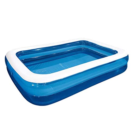 WSN Piscina Inflable, Infantil de la Piscina Grueso y Resistente al Desgaste, Rectangular Piscina para Adultos y niños. Azul,305cm