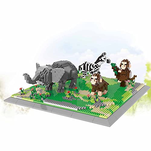 WWEI Creativo Animal World bloques de construcción de micropartículas, juguete DIY elefante aff cebra, juguete rompecabezas para niños, no compatible con Lego