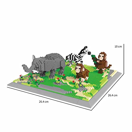 WWEI Creativo Animal World bloques de construcción de micropartículas, juguete DIY elefante aff cebra, juguete rompecabezas para niños, no compatible con Lego