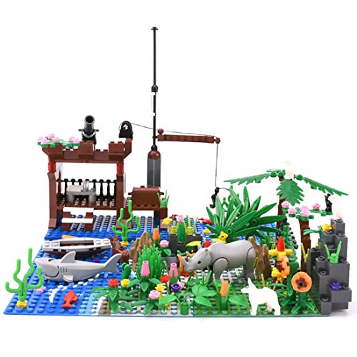 WWEI Juego de 1 placa de construcción para plantas y árboles, diseño de isla tropical, compatible con casa de árbol de Lego