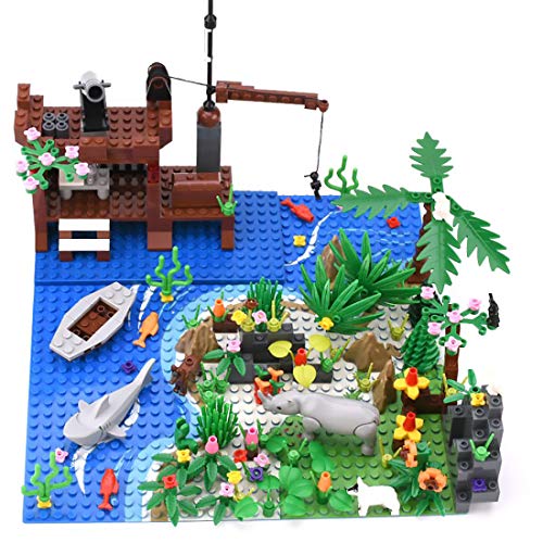 WWEI Juego de 1 placa de construcción para plantas y árboles, diseño de isla tropical, compatible con casa de árbol de Lego