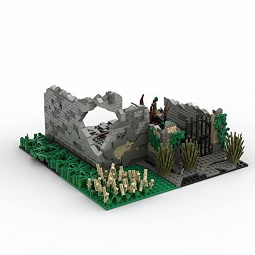 WWEI WW2 Militar Battle escena Ruine Casas, bloques de construcción para policía SWAT minifiguras de soldados, 771 piezas, casa modular compatible con Lego (sin tanque)