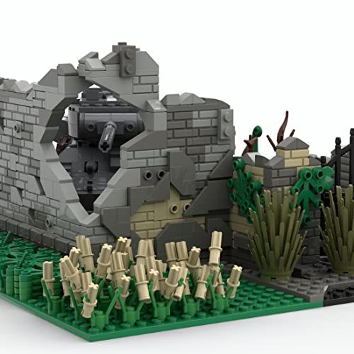 WWEI WW2 Militar Battle escena Ruine Casas, bloques de construcción para policía SWAT minifiguras de soldados, 771 piezas, casa modular compatible con Lego (sin tanque)