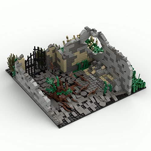 WWEI WW2 Militar Battle escena Ruine Casas, bloques de construcción para policía SWAT minifiguras de soldados, 771 piezas, casa modular compatible con Lego (sin tanque)