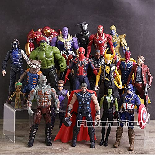 WXFQX Avengers Infinity War Figura Set Spiderman Loki Ant-Man Hulkbuster Black Panther Vision War Machine PVC Action Figuras Niños Juguetes Regalos para niños (Color : 20pcs)