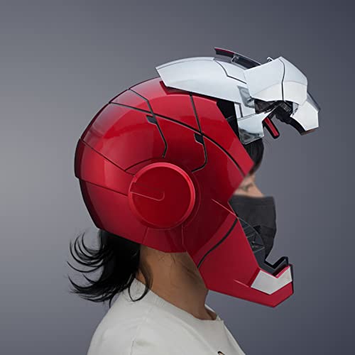 WXHJM 1/1 MK5 Casco de La Máscara de Iron Man de Acción en Vivo de Control de Voz,Modelo ​Portátil Película de Halloween Cosplay,One Size