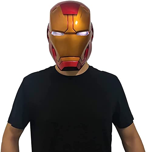 WXHJM Casco de Iron Man de Los Vengadores de Marvel Legends Máscaras Luminosos Cascos de Halloween Cosplay Película Deluxe Edition,Helmet,One Size